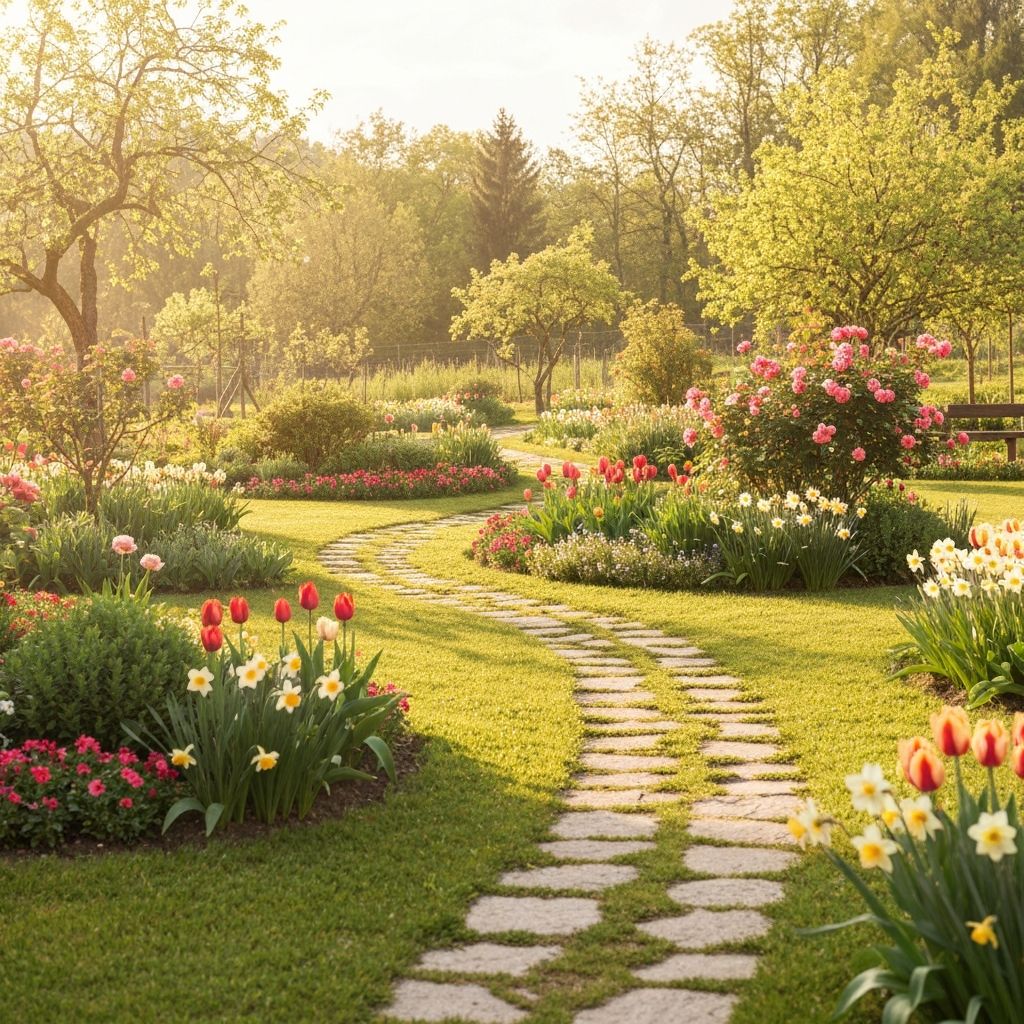 Razcveteli vrt v poletju